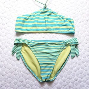 Roxy bikini swimsuit bathingsuit striped halter S